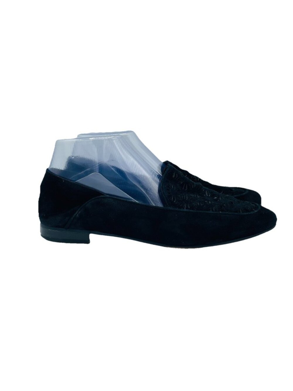 Vince Camuto Shoes Womens Size 8.5 Black Suede Leather Laser Cut Comfort Loafers